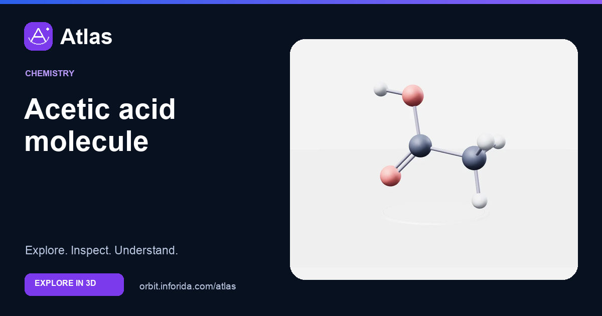 Acetic acid molecule on Atlas: preview of the educational 3D model